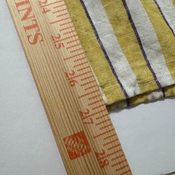 Linen Yellow and White Striped Sleeveless Wide Leg Jumpsuit w Back Zip & Belt. - Picture 5 of 13